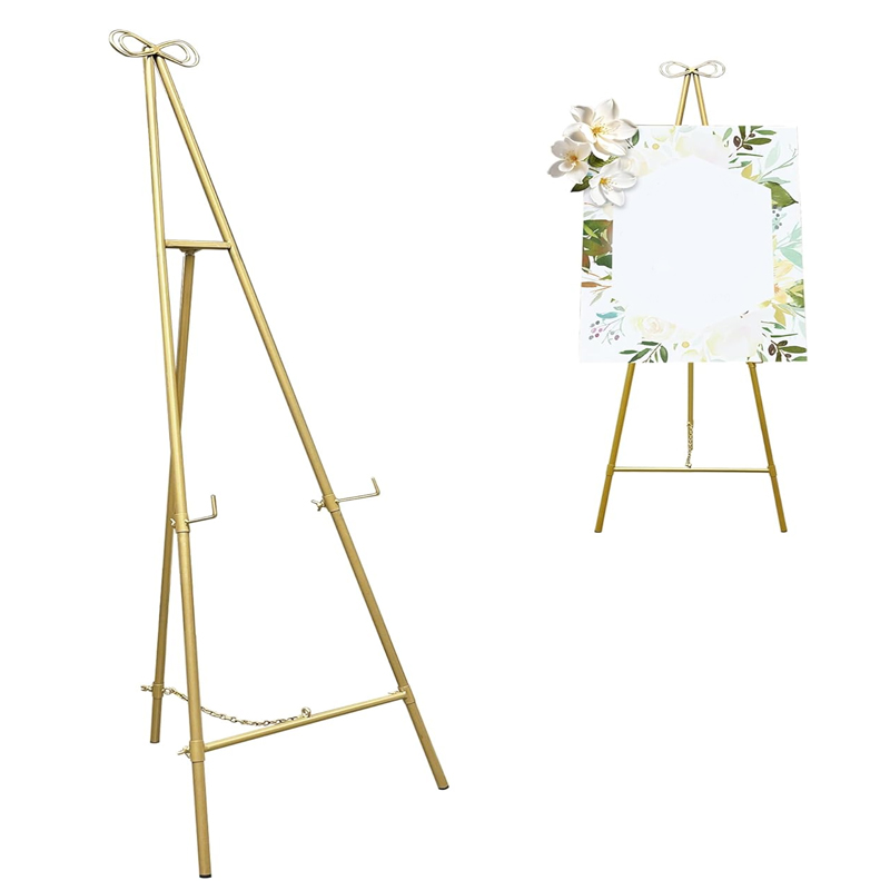 Espositore per poster di matrimonio, cavalletto in metallo dorato, altezza regolabile 139.70 cm