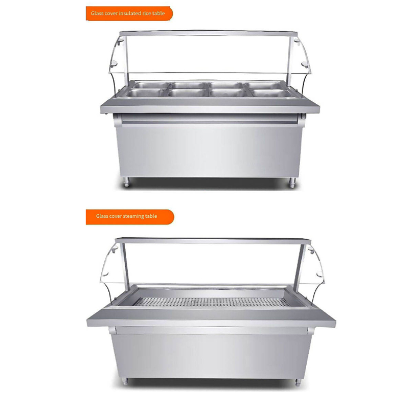 Attrezzatura da cucina Cappa in vetro professionale Espositore per alimenti isolato