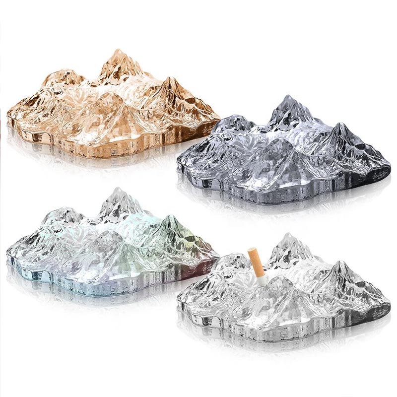 Posacenere decorativo da tavolo creativo a forma di iceberg, in vetro trasparente del Monte Fuji