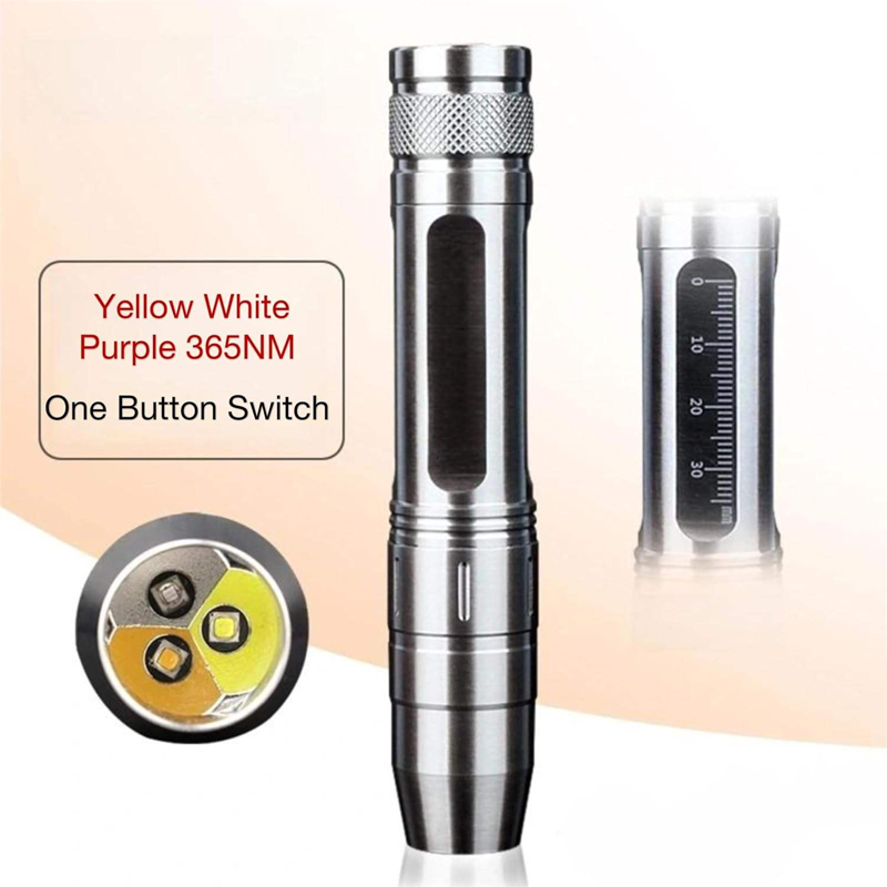 Interruttore a un pulsante giallo bianco viola 365NM