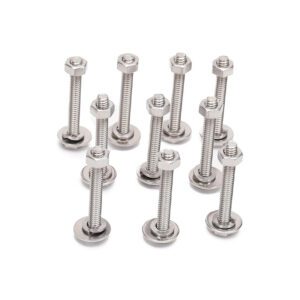 Bright Finish 18-8 Hex Head Bolts and Nuts Set, Fender Washer
