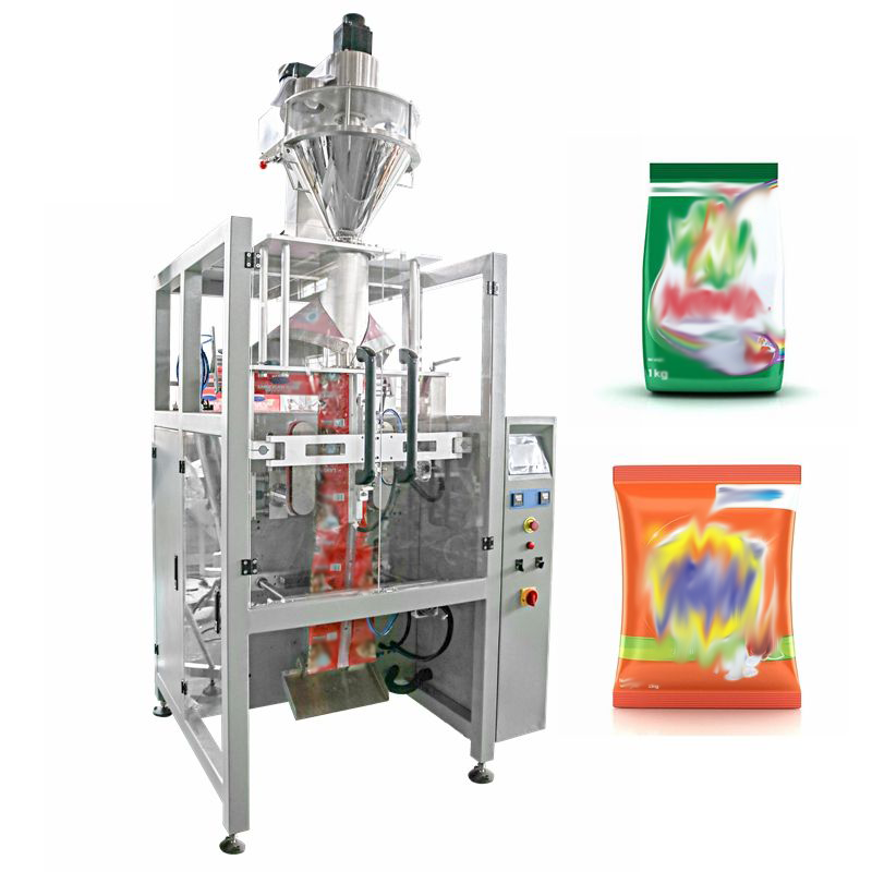 This automatic powder packing machine operates at high speed.