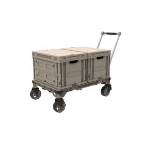 4-Wheel Foldable Multi-functional Camping Cart with 100kg Capacity and Covered Basket