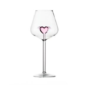 600ml Angel Engraved Heart Design Borosilicate Glass Stemware