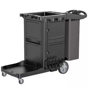 Commercial Hotel Cleaning Cart - Plastic Material for Indoor/Outdoor Use
