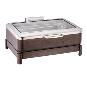Stainless Steel Woodgrain Induction Chafing Dish Food Warmer