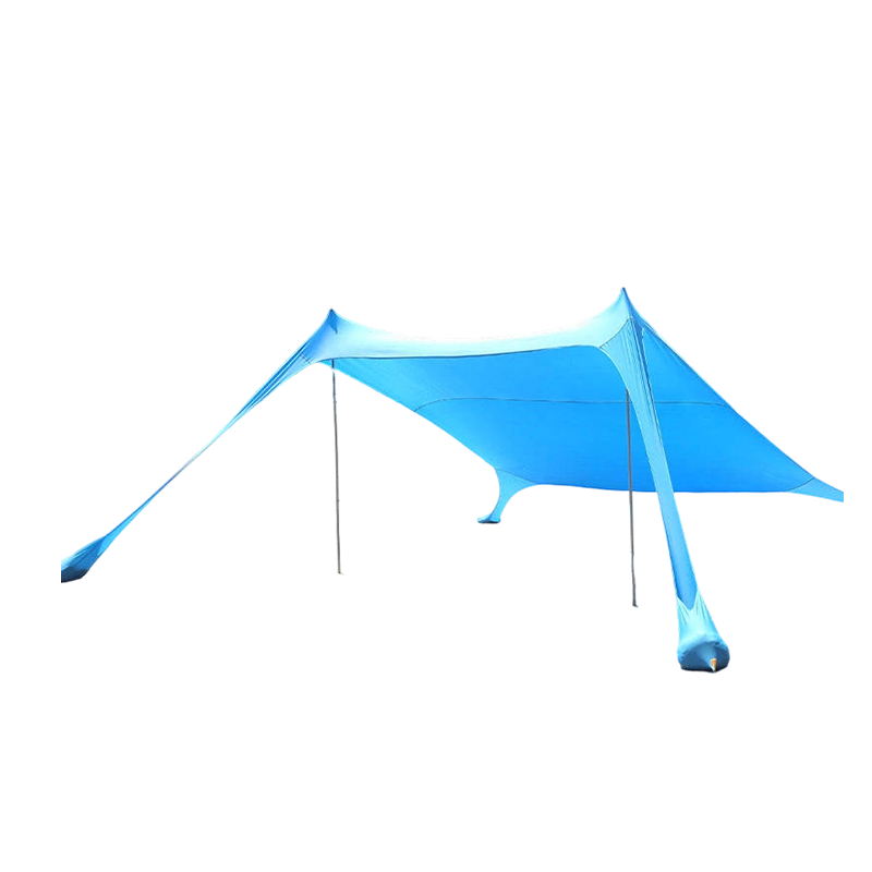 Large portable beach canopy can be quickly set up and secured