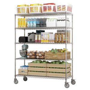 Scaffalatura in filo metallico a 5 livelli per dispensa ristorante, capacità 4000 libbre