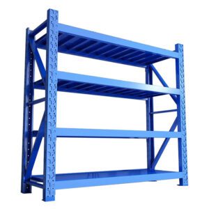 4-Tier Storage Racks for Warehouse - Adjustable Height Metal Unit