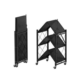 Foldable Storage Racks for Kitchen & Bathroom - No-Assembly Metal Unit