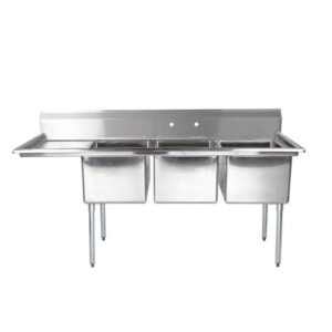 Commercial Stainless Steel Three Basin Sink 304/316 Drainboard