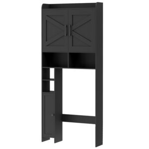 2-Barn Door Toilet Top Storage Cabinet with Multi-Tier Organizer