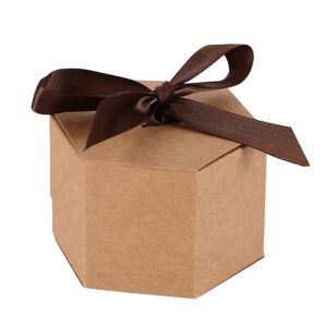 100 Pieces Gift Box Carton Hexagonal Candy Cartons Party Gift Bag Companion Gift Cartons White/Kraft Carton
