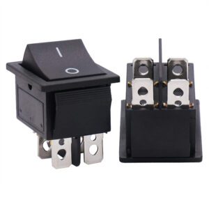 2PCS Rocker Switch 4 Pins 2 Position ON/Off AC 10A/125V 6A/250V DPST Black Rocker Switch