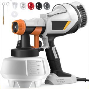 Paint Sprayer, HVLP Electric Spray Paint Gun, 1200ML, 4 Nozzles, 3 Patterns, Paint Sprayer for House Painting, Home Interior and Exterior, Furniture, Fence, Walls, Cabinet, Ceiling140