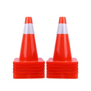 Traffic Cones 12 Pack 18" Traffic Cones Safety Road Parking Cones Weighted Hazard PVC Cones Construction Cones for Traffic Fluorescent Orange