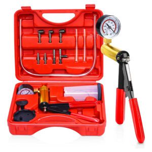 Handheld Vacuum Pump Tester Set Vacuum Gauge and Brake Bleed Kit for Car with Adapter Box, Hand Vacuum Pump