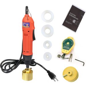 Manual electric bottle cap machine Handheld bottle cap sealing machine 10-50mm bottle cap diameter bottle cap sealing machine capping sealing machine (110V) small torque handheld round bottle cap capping machine