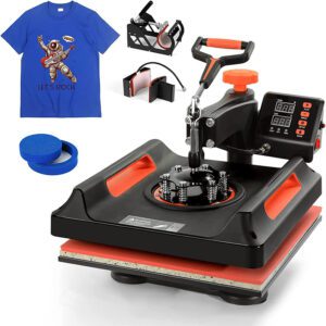 Pro5 in 1 Heat Press Machine 15x15, 360 Degree Rotation and Slide Out Heat Press, Industrial Heat Press for T-shirt/Hat/Bag/Mug/Plate