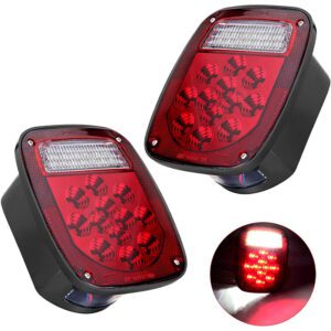 RV Tail Light, 39LED Trailer Light Kit, Jeep CJ YJ JK Truck Trailer Boat, Stop Turn Tail Trailer Light, 12V Red/White Trailer Light LED Kit (2 Pack)