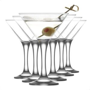 6oz Martini Cocktail Glasses 6pcs Glass Cup Elegant Cocktails Classic Cocktail Glasses with Chic Design for Home Party Restaurant Bar