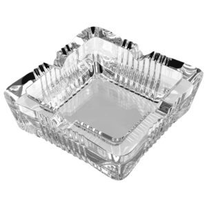 4.1 Inch Ashtray Glass Ashtray Square Crystal Ashtray Classic Design Ashtray for Weed Home Large Ashtrays for Cigarettes Outdoor