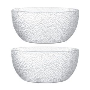 130oz Large Glass Bowls Acrylic Salad Bowls 2pcs Clear Circular Serving Bowls for Fruits Popcorn Chips Dips Condiments Break-Resistant