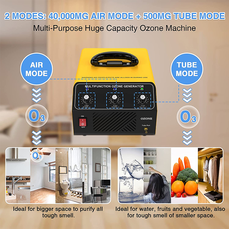 Ozone Machine 40,000mg/h Dual Mode, Professional O3 Ozone Deodorizer with Booster Pump, 20,000mg & 20,000mg & 500mg 3 Timers, 7000sqft, Ideal for Home, Car - Image 2
