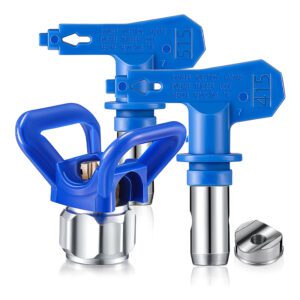 3 Pieces Spray Tips Airless Paint Spray Gun, Sprayer Tip Guard Nozzle Seat Replacement for Airless Spray Paint Tip Nozzle ,Blue Airless Spray Paint Nozzle and Guard for Sprayer