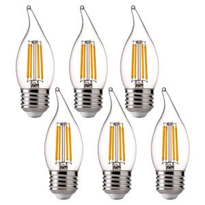LED Chandelier Light Bulbs 2W C35 Non Dimmable Filament Clear LED Candelabra Bulbs E27 Medium Base 2700K Soft White