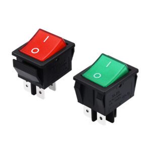 Rocker Switch 4 Pins 2 Positions 10PCS 16A 22*28mm Silver Contact Rocker Push Button Switch With Red Light/Green Light/Without Light