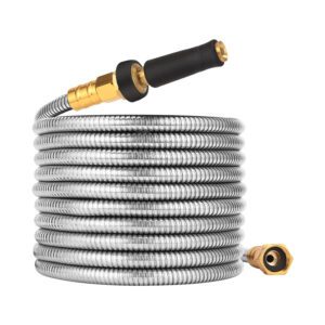 Water Hose 50ft - Stainless Steel Garden Hose 50 ft no Kink Explosion