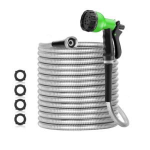 Garden Hose 50 ft Metal - Stainless Steel Water Hose Flexible Lightweight Garden Hose Collapsible and No Kink Water Pipe
