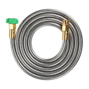 304 Stainless Steel Metal Garden Hose Connector 10 Feet Short Garden Water Hose Extension Extender, Drinking Water Hose Lead and BPA Free
