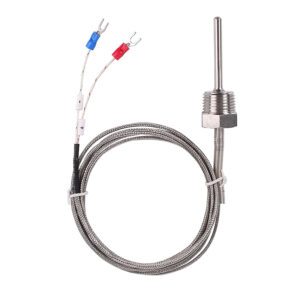 Waterproof K Type Thermocouple - Grounded Temperature Sensor Probe for PID Temperature Controller Two Wire Stainless Steel NPT3/4" BSPT 1/2" inch Pipe Thread 0~500℃ with 2m Shield Wire