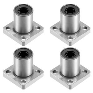 LMK10UU Linear Ball Bearings 10mm Square Flange Linear Motion Bushing Double Side Rubber Sealed for 10mm Linear Shaft CNC Machine 4 Pack