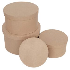 Round DIY Kraft Paper Box 140×140×75mm 100pcs Cylindrical Painting Storage Gift Gift Packaging Storage Candy Graffiti Paper Box