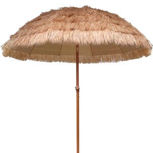 Thatched Patio Beach Umbrella Hawaiian Style 8 Ribs UPF 50+ for Outdoor Bar Tropical Palapa Patio Garden Beach Pool Backyard