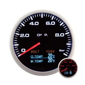 60mm 4in1 Oil Pressure Gauge Kit Plus OLED Digital DC Volt Meter 12V Oil Temp meter gauge Water Temp sensor Racing Auto Gauge