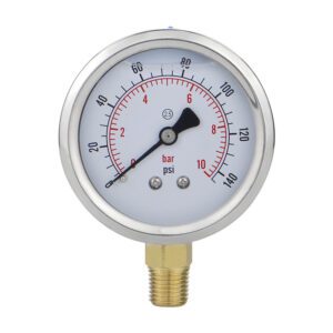 High quality 2.5inch NPT1/4 bottom connection Glycerine filling hydraulic manometer pressure gauges