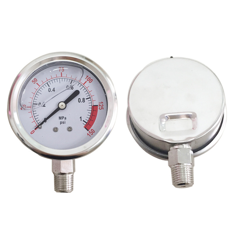 Stainless Steel 304 Single Scale Liquid Filled Pressure Gauge with Brass Internals, 2-1/2" Dial Display, -1.5% Accuracy, 1/4" NPT Bottom Mount,Water Pressure Gauge. (0-150 psi) - Image 2