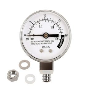 Roastove Stainless Steel Pressure Cooker Gauge, Pressure Canner Gauge, Steam Pressure Gauge, 2" Dial, Lower Mount, Including Gasket, Washer and Nut