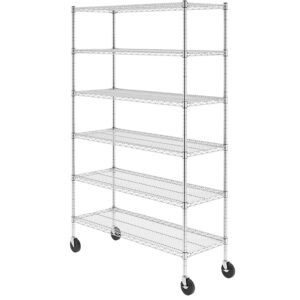Stainless steel grid, chrome-plated wire grid, industrial turnover car, 6-layer storage rack, removable NSF anti-static