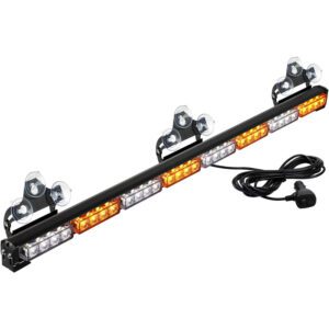 36" 32LED Traffic Advisor Light Bar Warning Emergency Strobe Light Bar Directional Flashing Emergency Caution Lighting Led Safety Lights with 16 ft Straight Cord (Amber/White)