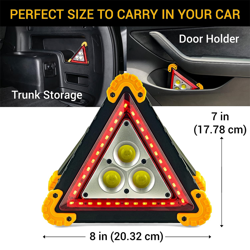 Multifunctional Emergency Warning Triangle - Safety Signal Light, Essential for Vehicle Accident/Repairing/Hazard/Camping/Hiking; LED flood Light, Water-resistant, Shockproof & Portable - Image 2