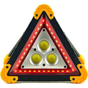 Multifunctional Emergency Warning Triangle - Safety Signal Light, Essential for Vehicle Accident/Repairing/Hazard/Camping/Hiking; LED flood Light, Water-resistant, Shockproof & Portable