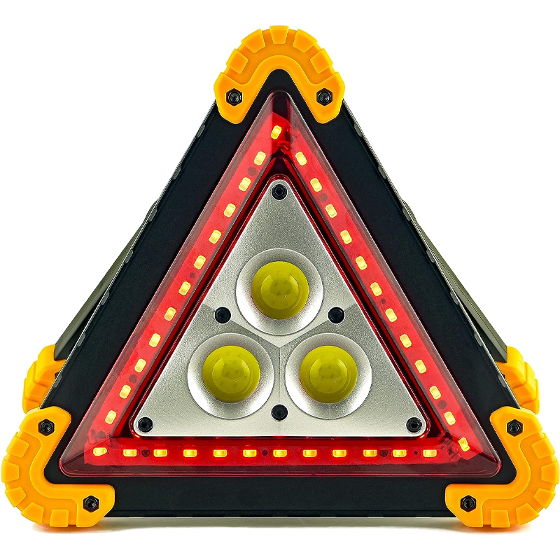 Multifunctional Emergency Warning Triangle - Safety Signal Light, Essential for Vehicle Accident/Repairing/Hazard/Camping/Hiking; LED flood Light, Water-resistant, Shockproof & Portable