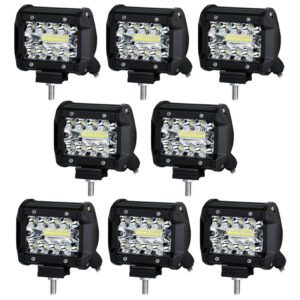 LED Pods, 4 Inch 60W LED Light Bar, 12000LM Spot Flood Combo Off Road Light Triple Row LED Work Light Driving Fog Lamps for Pickup Truck Jeep ATV UTV SUV Boat Light