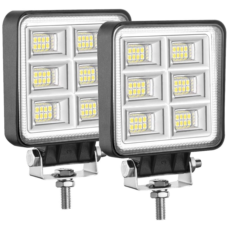 LED Tractor Lights 2 Pcs 4 Inch Flood 12V Square LED Driving Work Lights for Truck Equipment Vehicle Off Road Backup Boat