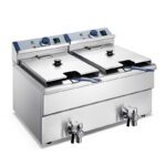 Commercial Fryer Machine 12L Electric 2-Tank Fryer Home Made Potato Chips Fryer Machine with Oil Draining Tap